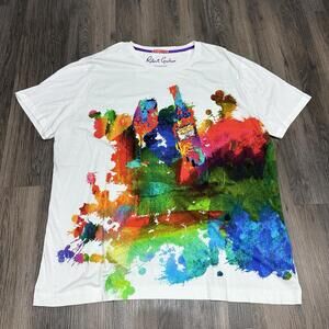 Robert Graham Men's 3XL White Wine Is King Watercolor Art Graphic T Shirt Cotton